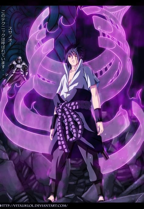 an anime character standing in front of purple swirls