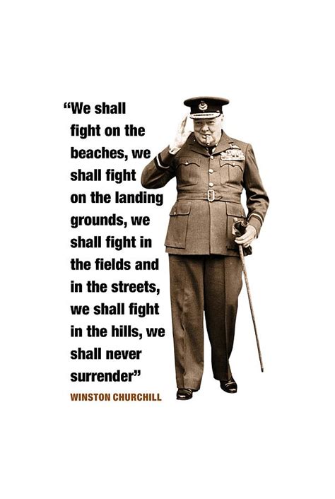 Winston Churchill Quote We Shall Fight Them On The Beaches Digital Art ...