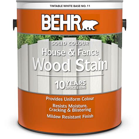 BEHR House & Fence Solid Colour Wood Stain - Tintable White No. 11, 3.79L | The Home Depot Canada