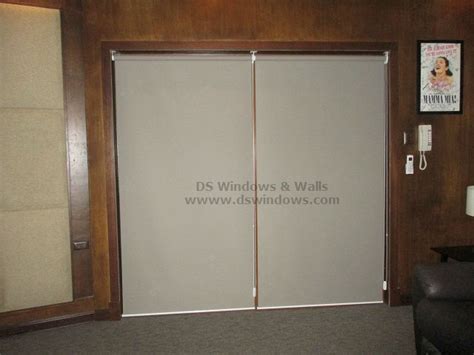 Blackout Roller Shades Mounted Inside Wooden Sliding Glass Door - Alabang