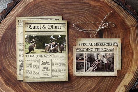 Newspaper Wedding Invitation, Graphic Templates - Envato Elements