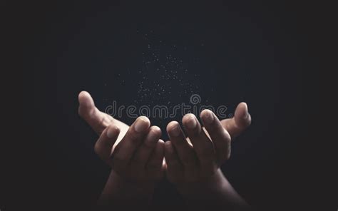 Praying Hands with Faith in Religion and Belief in God on Dark Background. Power of Hope or Love ...