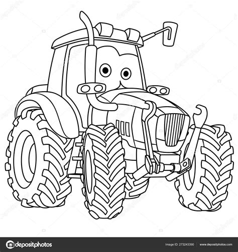 Coloring page with tractor farming vehicle Stock Vector by ©Sybirko 273243390