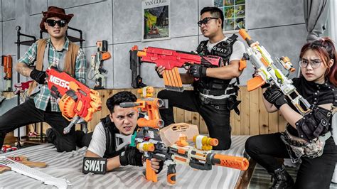 Action Nerf War : Captian Seal X Nerf Guns Fight Group Criminals Mr ...