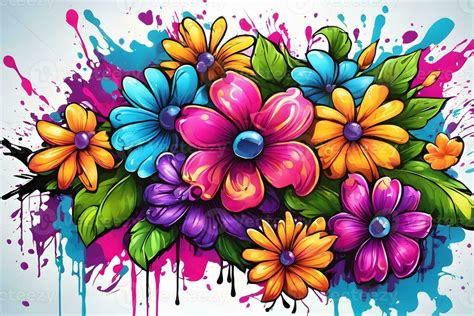 Flower Graffiti Wallpaper, Graffiti Background, Floral Graffiti Pattern ...