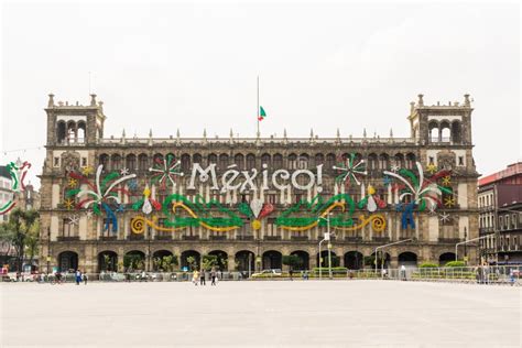 Historic Buildings Surrounding the Main Square in Mexico City, La Plaza De La Constitucion, is ...