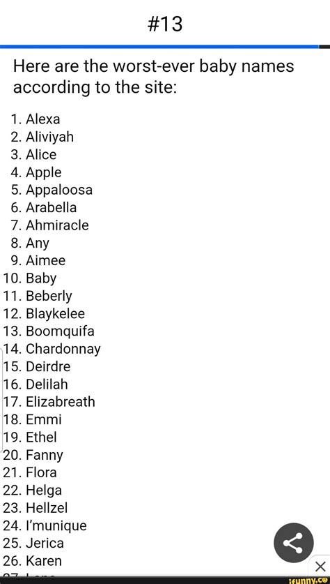 #13 Here are the worst-ever baby names according to the site: . Alexa ...