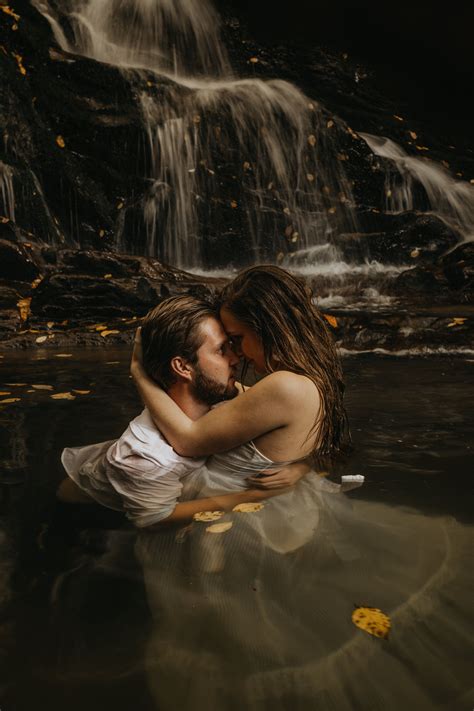 Steamy Engagement Photos in a Hidden Waterfall | Water engagement photos, Couple engagement ...