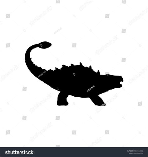 Silhouette Ankylosaurus On White Background Stock Vector (Royalty Free ...