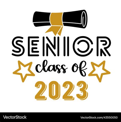 Senior class of 2023 trendy calligraphy Royalty Free Vector