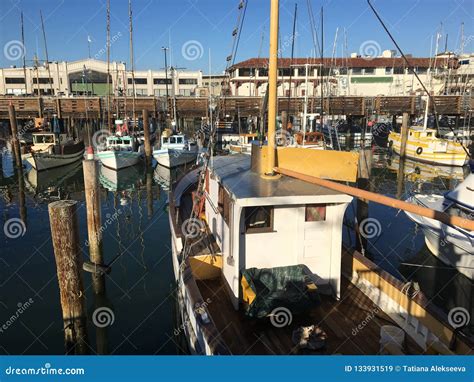 Closeup of a Fishing Boat Moored To the Pier. San Francisco Stock Image ...