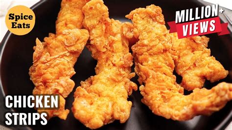 KFC STYLE CRISPY CHICKEN STRIPS | CHICKEN FINGERS | SPICY CRISPY CHICKEN STRIPS - YouTube