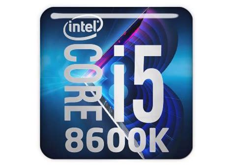 Intel Core i5 8600K 1"x1" Chrome Effect Domed Case Badge / Sticker Log ...