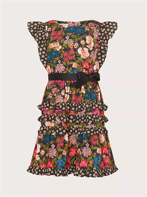 Monsoon Kids' Floral Frill Dress, Multi at John Lewis & Partners