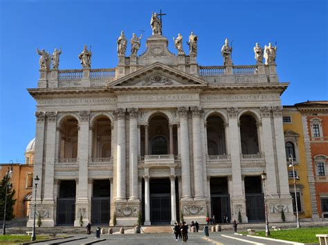 ITALIAN LATE BAROQUE ARCHITECTURE; Facade of basilica of St John Lateran, Rome, 1735, by Galilei ...