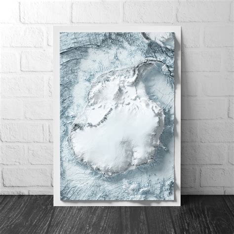 Antarctica Art Relief Map 2D Bathymetric Print South Pole Geology 2D Shaded Relief Map - Etsy