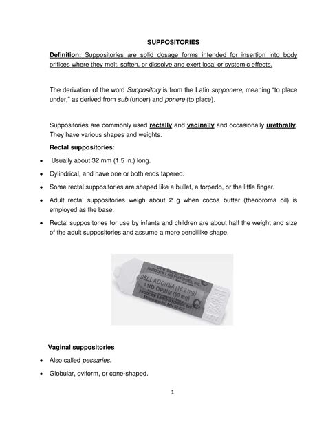 Lecture 1 suppository - dosage form - SUPPOSITORIES Definition ...