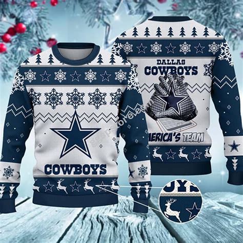 Dallas Cowboys Football Gloves Ugly Christmas Sweater America's Team ...