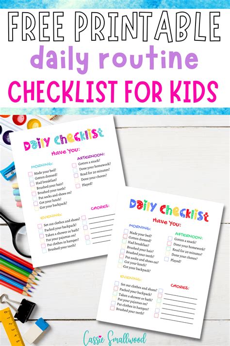 Daily Routine Checklist For Kids