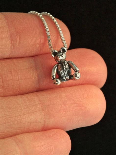 Teddy Bear Necklace Silver Teddy Bear Charm Teddy Bear | Etsy