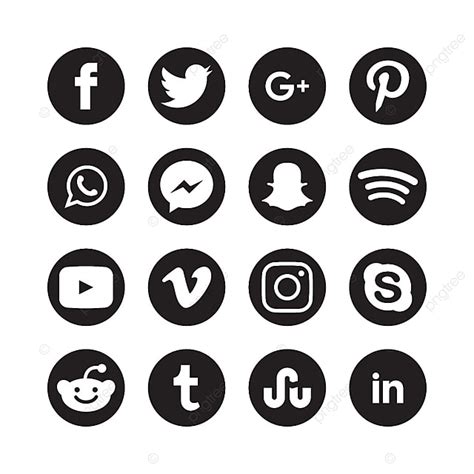 Social Media Black Vector Hd PNG Images, Black And White Circular Social Media Icons, Social ...