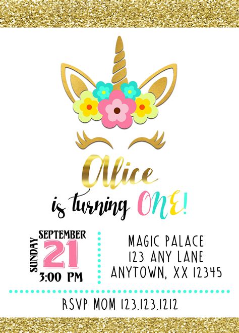 Magical Unicorn Birthday Invitations – Invitetique