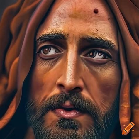 Realistic portrait of jesus with copper skin on Craiyon