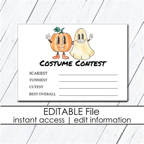 Halloween Costume Contest Ballot, Retro Halloween, Costume Contest Vote Cards, Best Costume ...