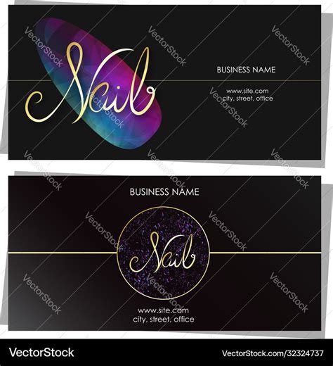 Nail care salon business card design Royalty Free Vector