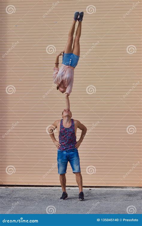 Acrobatic stunt editorial image. Image of aerobics, dance - 135045140