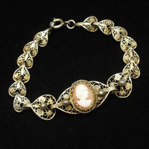 Filigree Cameo Bracelet Vintage | Bracelets, Vintage jewelry, Metal bracelets