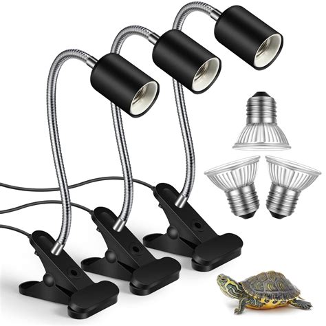 Buy 3 Set Reptile Heat Lamp Turtle Lamp Holder Fixture Clamp Basking Spot Lamp Adjustable 50W ...