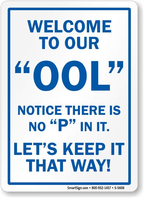 Funny Pool Signs - Humorous Swimming Pool Signs