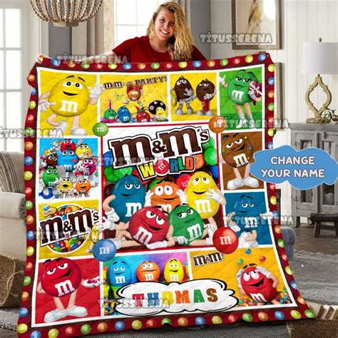 Personalized M and M Quilt M&m's World Fleece Blanket M - Etsy