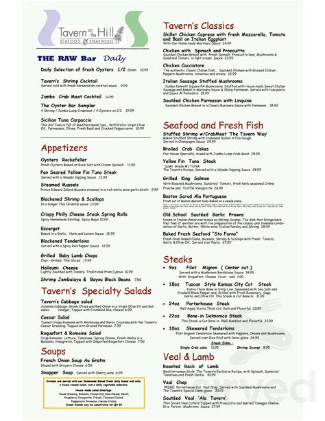 Tavern on the Hill menu in Enola, Pennsylvania, USA