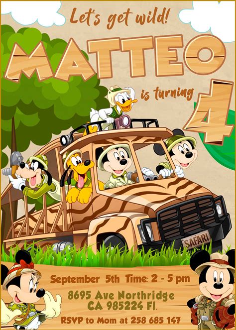 Mickey Safari Birthday Invitation | Adorable Invite