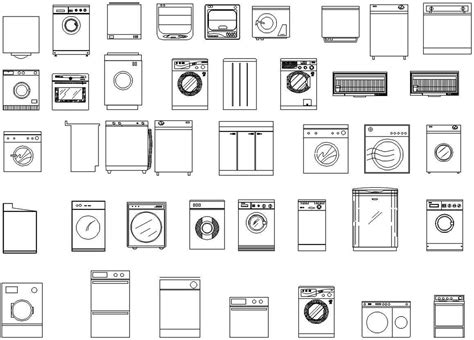 Free Equipment blocks-washing_machine – 【Free CAD Download Site-Autocad Drawings,Blocks】