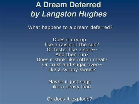 PPT - A Dream Deferred by Langston Hughes PowerPoint Presentation, free ...