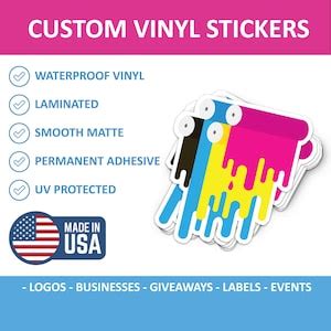 Custom Stickers Waterproof Vinyl Decals Custom Cut Stickers Cut to ...