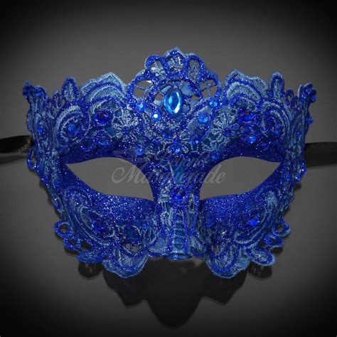 Details about Masquerade Mask Lace Royal Blue Venetian Mardi Gras for ...