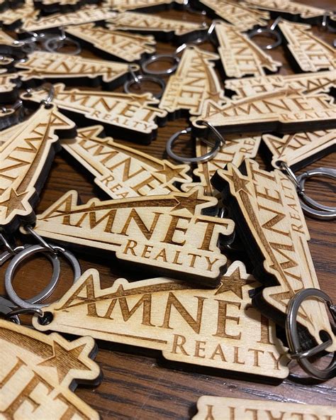 Custom Logo Engraved Wood Keychain Great Client Gift - Etsy