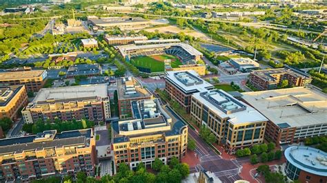 Premium Photo | Golden light on landscape and Columbus Clippers stadium ...