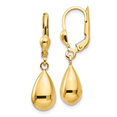 Buy 14k Gold Polished Fancy Dangle Leverback Earrings | APMEX