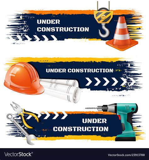 Under construction realistic banners Royalty Free Vector