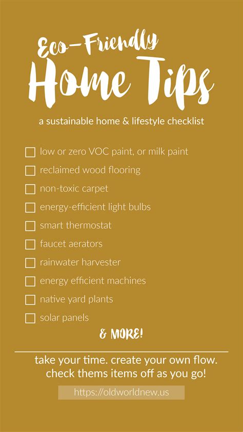 eco-friendly home - home tips checklist — Old World New