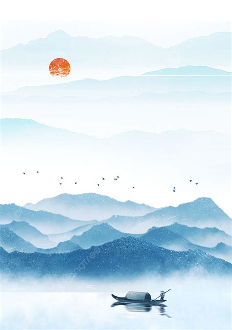 Ink Landscape Painting Chinese Style Mountain Peak Background Wallpaper ...