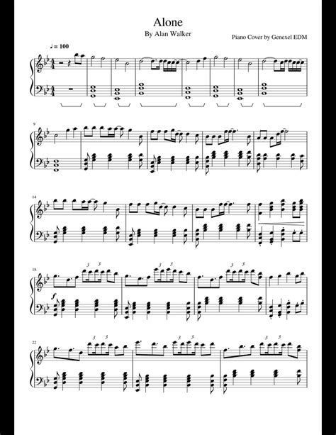 Alone - alan walker by Jahaan sheet music for Piano download free in ...