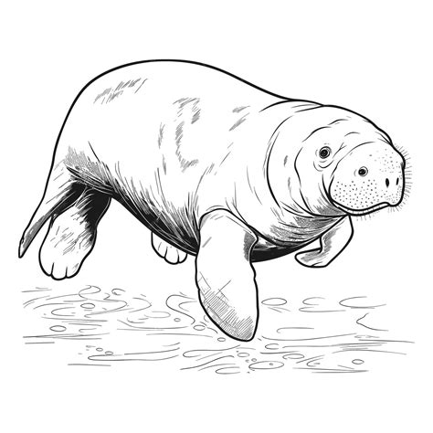 Premium Vector | Hand drawn sketch manatee illustration