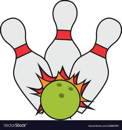 Bowling ball pin strike cartoon Royalty Free Vector Image