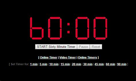 60 Minute Timer (3600 Seconds) - One Hour Timer